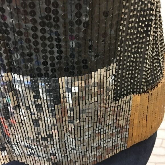 ‎Nicole Miller black/gold sequin top -- S - Picture 4 of 8
